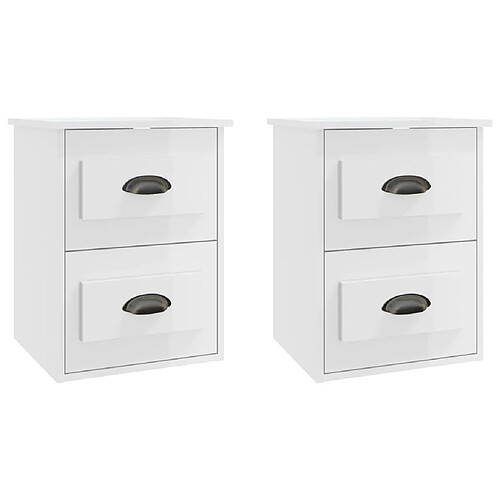 Decoshop26 Lot de 2 tables de chevet murales - Blanc