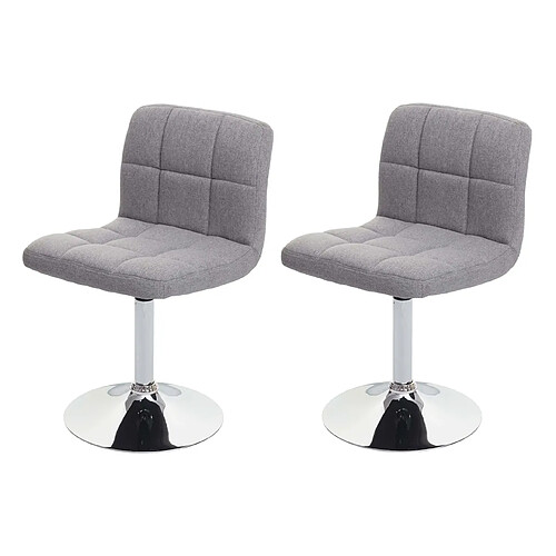 Decoshop26 Lot de 2 chaises de salle à manger en tissu gris clair et métal chromé siège pivotant 04_0000425