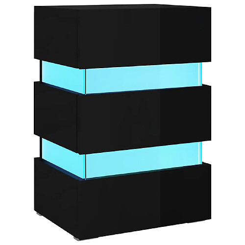 Decoshop26 Table de chevet LED - Noir