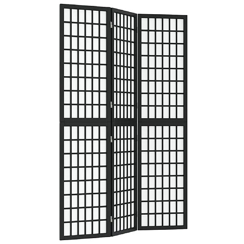 Decoshop26 Paravent séparateur de pièce cloison pliable 3 panneaux 120 x 170 cm bois de sapin noir et papier de riz DEC031177