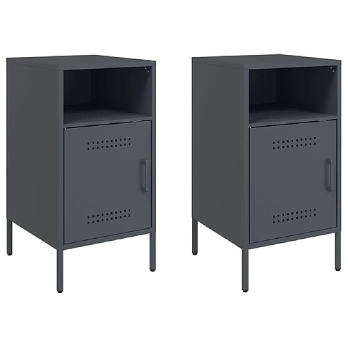 Decoshop26 lot de 2 tables de chevet - Anthracite