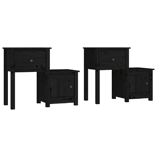 Decoshop26 lot de 2 tables de chevet - Noir