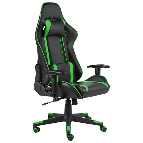 Decoshop26 Chaise gamer - Vert et noir