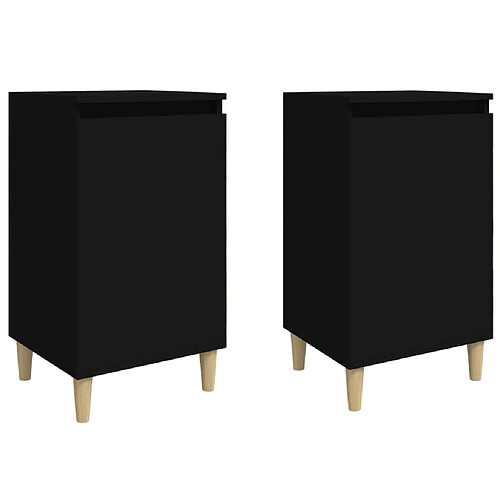 Decoshop26 Lot de 2 tables de chevet avec porte - Noir