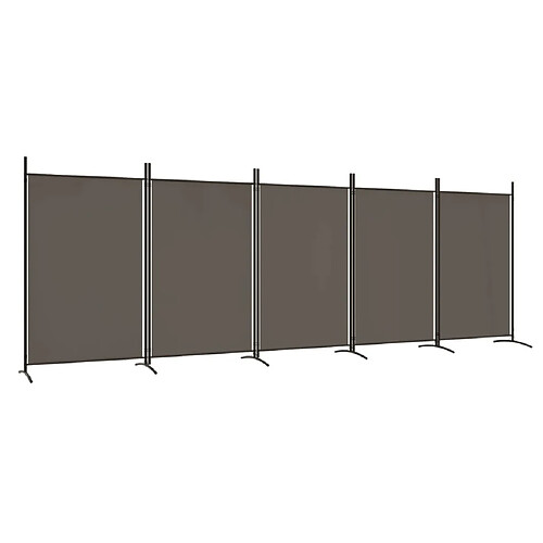 Decoshop26 Séparateur de pièce cloison 5 panneaux 433 x 180 cm en tissu anthracite et fer DEC030933