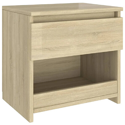Decoshop26 Table de chevet avec tiroir - Chêne