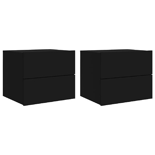 Decoshop26 Lot de 2 tables de chevet murales - Noir