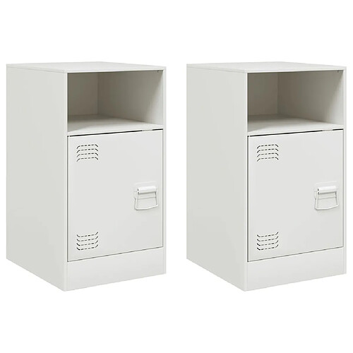 Decoshop26 Lot de 2 chevets porte - Blanc