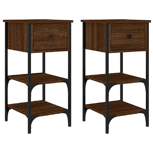 Decoshop26 Lot de 2 tables de chevet - Chêne