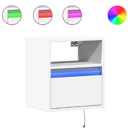 Decoshop26 Lot de 2 chevets muraux LED - Blanc