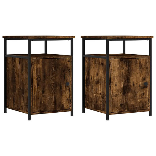 Decoshop26 Lot de 2 tables de chevet - Chêne
