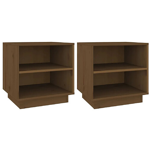 Decoshop26 Lot de 2 chevets étagère - Marron