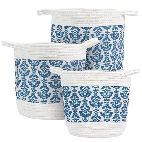 Linnea Lot de 3 paniers de rangement 30x31x30 cm collection JAIPURE bleu
