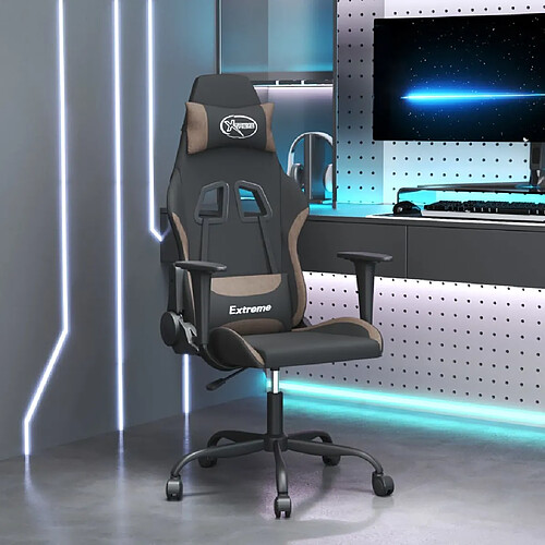 vidaXL Chaise de jeu de massage Noir et taupe Tissu