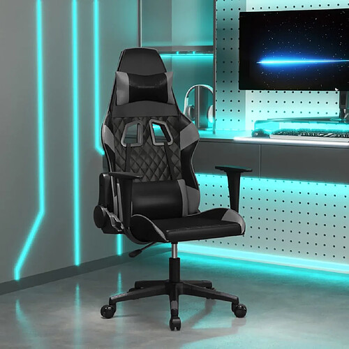 vidaXL Chaise de jeu de massage Noir et gris Similicuir