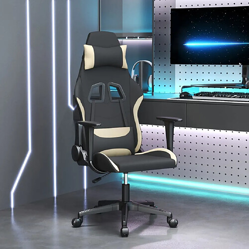 vidaXL Chaise de jeu de massage Noir et crème Tissu