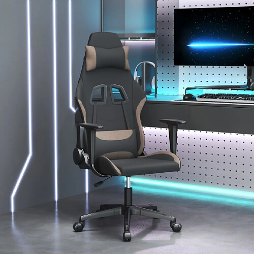 vidaXL Chaise de jeu de massage Noir et taupe Tissu