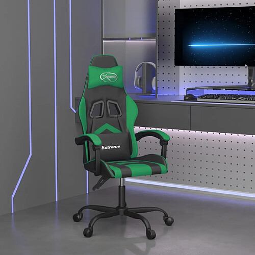 vidaXL Chaise de jeu pivotante Noir et vert Similicuir