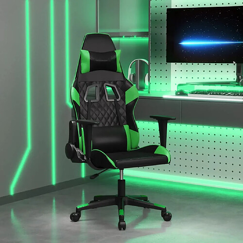 vidaXL Chaise de jeu de massage Noir et vert Similicuir