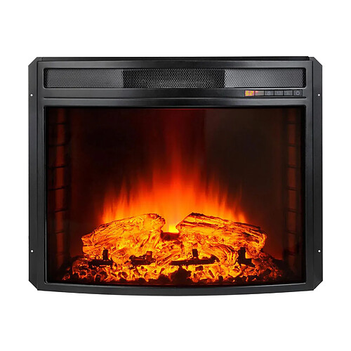 Purline Cheminée électrique 2kW en verre trempé plat avec télécommande et flamme réglable