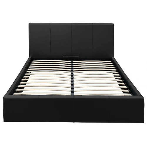 Homy France Lit coffre 2 places 160x200 cm BASTIEN simili cuir sommier inclus