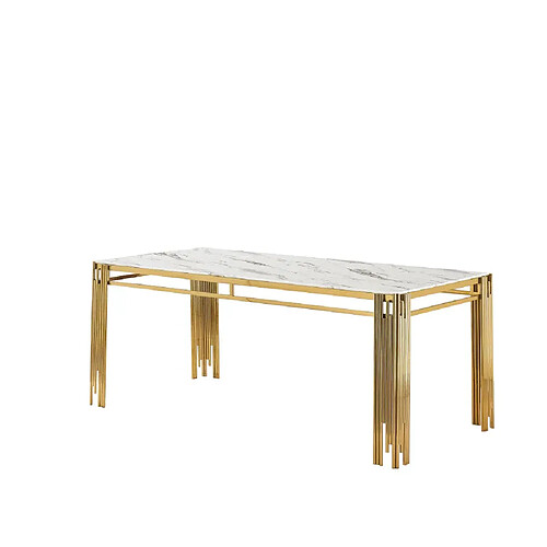 Homy france Table à manger verre - Marbre blanc