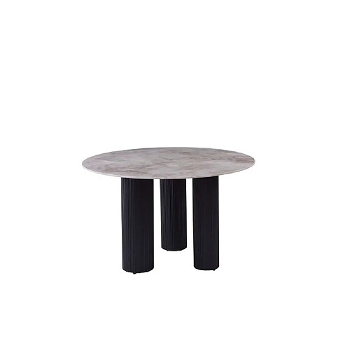 Homy france Table à manger ronde céramique - Marbré gris