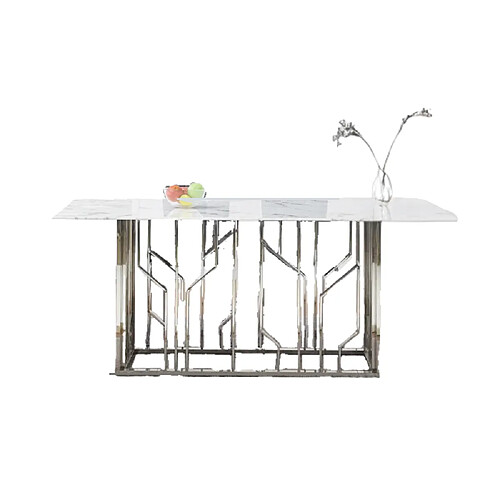 Homy france Table à manger rectangulaire - Marbre blanc