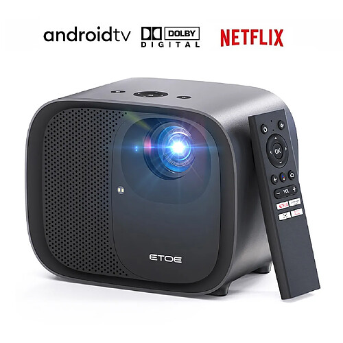 Projecteur ETOE E3 Pro - Certifié Netflix & Android TV - 1080p - Dolby Digital Plus - 600 ANSI - Android TV 11.0 - Wi-Fi 5G - Décodage 4K - Google Assistant