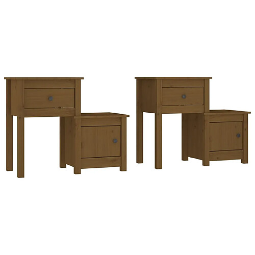 Decoshop26 Lot de 2 chevets avec tiroir - Miel