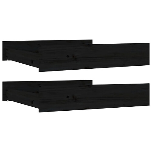Decoshop26 Tiroir de lit rangement avec roulettes lot de 2 bois de pin noir TDL0206819