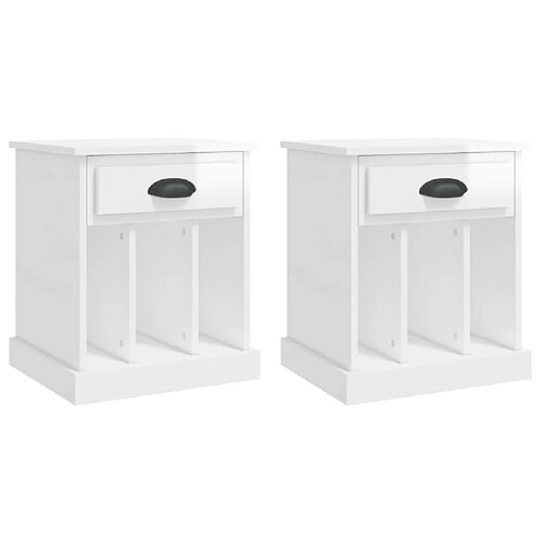 Decoshop26 lot de 2 tables de chevet - Blanc