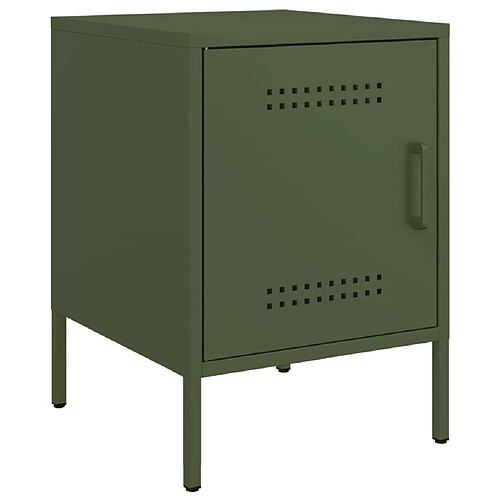 Decoshop26 Table de chevet avec porte - Olive
