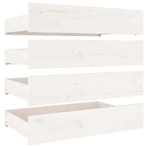 Decoshop26 Tiroir de lit rangement avec roulettes lot de 4 bois de pin blanc TDL0206815