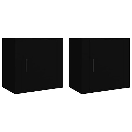 Decoshop26 Lot de 2 tables de chevet murales - Noir