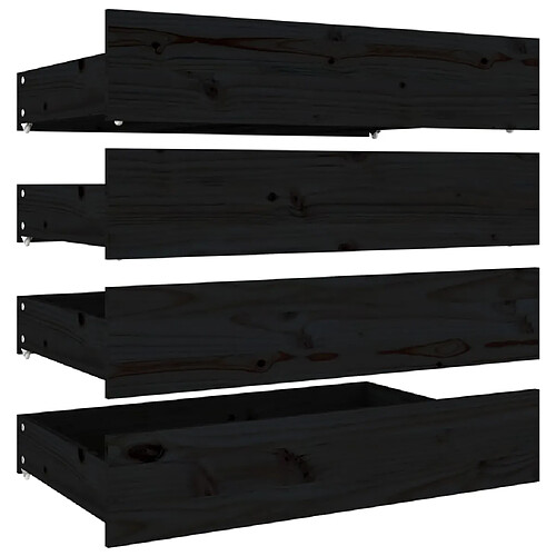 Decoshop26 Tiroir de lit rangement avec roulettes lot de 4 bois de pin noir TDL0206808