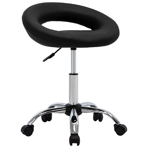 Decoshop26 Tabouret pivotant à roulettes - Noir
