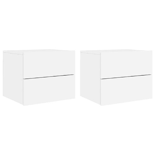 Decoshop26 lot de 2 tables de chevet murales - Blanc