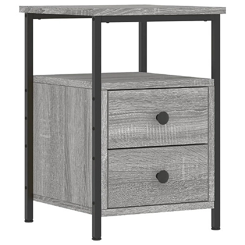 Decoshop26 Table de chevet 2 tiroirs - Gris