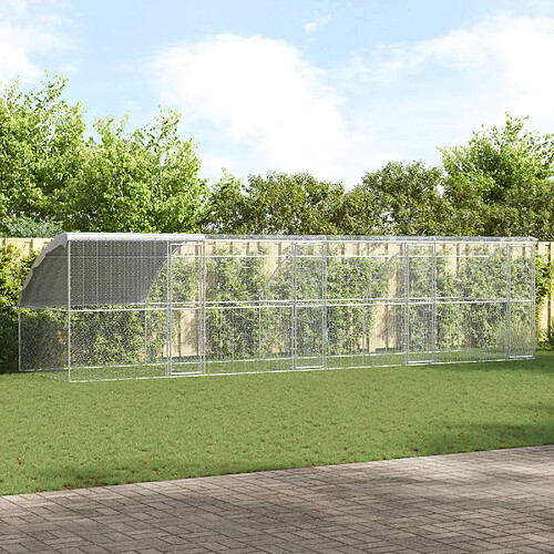 vidaXL Cage à poules 4 pcs Argenté 800 x 200 x 200 cm Acier et PE