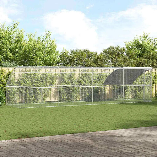 vidaXL Cage à poules 4 pcs Argenté 800 x 200 x 200 cm Acier et PE