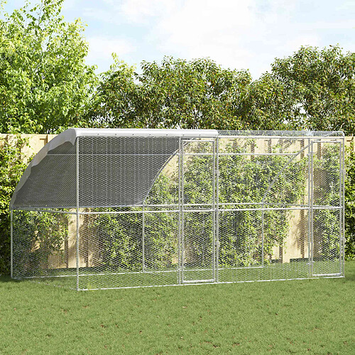 vidaXL Cage à poules 2 pcs Argenté 400 x 200 x 200 cm Acier et PE