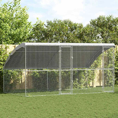 vidaXL Cage à poules 2 pcs Argenté 400 x 200 x 200 cm Acier galvanisé