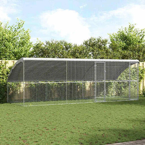 vidaXL Cage à poules 3 pcs Argenté 600 x 200 x 200 cm Acier galvanisé