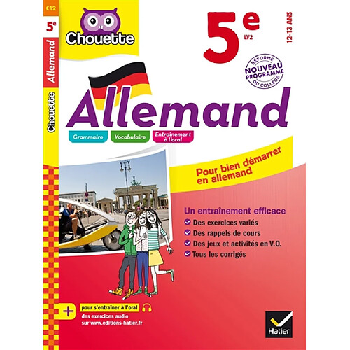 Allemand, 5e LV2, 12-13 ans : grammaire, vocabulaire, entraînement à l'oral : nouveau programme, réforme du collège · Occasion