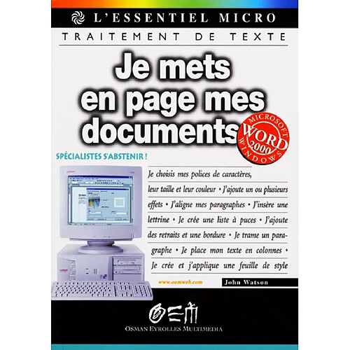Je mets en page mes documents avec Word 2000 · Occasion