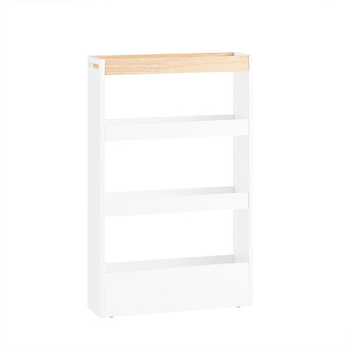 SoBuy NSR12-WN Étagère de Niche à roulettes en Bois Meuble de Rangement Cuisine Chariot Placard Alcôve Chariot de Service 4 Étages