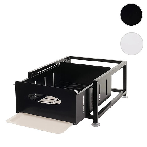 Mendler Tiroir d'armoire HWC-N51 avec plateau, étagère de cuisine/de vaisselle Tiroir d'armoire extensible, métal 19x34x42cm ~ noir