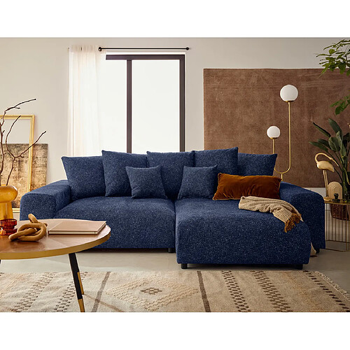 Bestmobilier Spice - canapé d'angle réversible 4 places convertible avec coffre en tissu moucheté