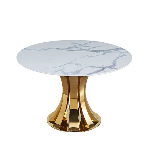 Homy france table à manger ronde Judith - marbré blanc